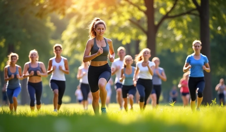 Persone che praticano yoga e attività fisica all'aperto, simboleggiando uno stile di vita attivo