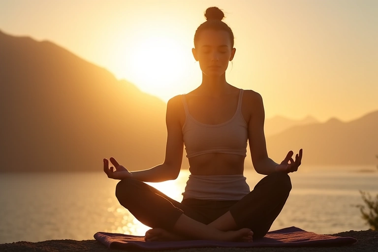 Donna che fa yoga in un ambiente sereno