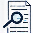 Icona di una lente d'ingrandimento su un documento, simbolo di trasparenza e chiarezza.