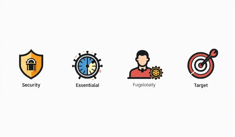 Icone che rappresentano diverse funzioni dei cookie: sicurezza, performance, personalizzazione, pubblicità