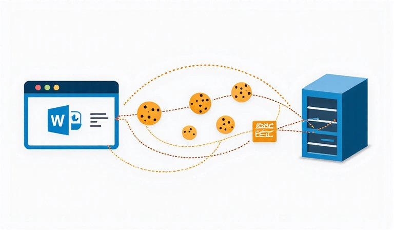 Immagine che illustra i cookie come piccoli file di dati che viaggiano tra un browser e un server web